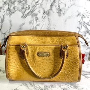 Vintage Carryland Embossed Tan Faux Ostrich Doctor Bag